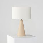 Brightech Nathaniel LED Table Lamp - Modern White Cement Tower Table Lamp for Bedside, Nightstand, Desk - Cozy Soft White Light for Living Room, Bedroom