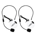 HUACAM Set of 2 Headset Microphone, Flexible Wired Boom for Voice Amplifier,Teachers, Speakers, Coaches, Presentations, Seniors and More