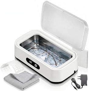 Ultrasonic Cleaner 49kHz Professional Jewellery Cleaner Machine, 650ml Large Tank Sonic Cleaner for Dentures, Retainers, Aligners, Glasses and Rings, with Watch Stand & Polishing Cloth, Touch Control - SAA Plug (White)