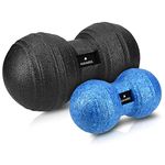 Navaris 2X Peanut Duo Massage Ball - in 2 Sizes self-Massage Duo Ball Fascia Ball Set - Trigger Point Massage Ball - Fascia Balls Black Blue