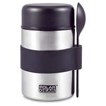 Polar Gear Insulated Food Flasks for Hot Food – Triple Layer Stainless Steel Hot Food Flask with Spoon – Keep Meals & Drinks Hot for 6 Hours & Cold for 6 Hours – Soup Flask for Work, School - Black