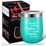 Patelai Cousin Gifts For Women Cousin Wine Tumbler Sisters by Heart Friends by Choice Coffee Mug, Christmas Mug Tumbler for Cousins, 12 oz Vacuum Insulated Wine Tumbler with Gift Box (Mint Green)
