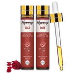 Hyppry 2 x 10ml Rose Essential Oil Premium Grade - with Dropper, Rose Oil Aromatherapy Oils for Home Fragrance, Diffuser, Perfumes, Massage, Bath, Soaps & Candles Making