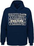 Outerstuff NFL Kids Youth 8-20 Official Team Color Game Day Touchdown Performance Primary Logo Long Sleeve Pullover Hoodie, Seattle Seahawks Navy, 8