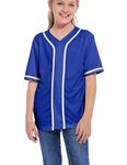 ACEFAST INC Kids Baseball Jersey Button Blank Softball Team Uniform Girls Boys Hip Hop T-Shirt Solid Color Sweatshirt, Blue, 12 Years