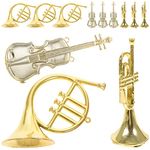 Alipis 12Pcs Miniature Musical Instrument, Mini Instrument Models Tiny Trumpet, Violin, Horn, Dollhouse Decorations Christmas Tree Ornaments Golden Festival Decor for Xmas, Wedding