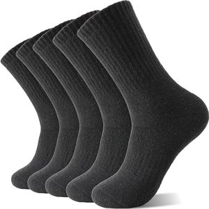 Sandsuced Wool Warm Socks for Women Winter Hiking Thick Boot Thermal Cozy Crew Work Soft Ladies Socks 5 Pack（Black）