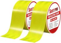 SafetyPro 2 Pack Yellow Reflective Tapes with a Squeegee Tool, Waterproof High Intensity Outdoor Safety Conspicuity Tape for Vehicles, Trucks, Trailer, Motorcycle, Bikes, Cargos, Helmets (2in x 20ft)