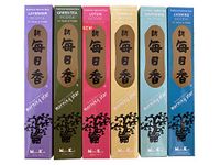Nippon kodo Morning Star Incense Set of 6 (Lotus, Vanilla, Lavender, Jasmine, Green Tea and Gardenia), 50 Sticks in Each Scent - Traditional Japanese Style