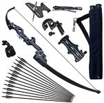 Vogbel 51" Bow and Arrow for Adults Archery Recurve Bow Takedown Straight Bow Hunting Longbow with Arrows Quiver Metal Riser Right Hand for Target Shooting Practice(Black, 40lb)