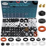 KEZE 233 Pcs Faucet Beveled Washers and Plumbing Flat Rubber Washers with Brass Bibb Screws Assortment Kit for Assorted Faucets Stem Worn Out Plumbing Water Hose Leak Repair Black