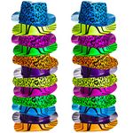 Neon Party Hats - 24 Pack - Plastic Gangster Hats - 80s Party Hats - Animal Print Party Hats by Funny Party Hats