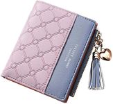 Womens Small Wallet Mini Purse Bifold Slim Card Case Holder Zipper Coin Pocket, zz-Purple