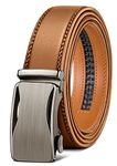 BULLIANT Mens Ratchet Belt,Adjustable Leather Belt Gift For Men Dress Casual 1 3/8",Cut For Fit(orange brown,28"-34"Waist Adjustable)