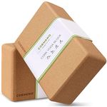 Cork Yoga Block, COENGWO Yoga Block Set of 2 Eco-friendly Yoga Blocks 2 Pack Cork Yoga Brick and Blocks Handstand Block for Yoga beginners, Stretch, Pilates, Meditation, 9x6x3 Inches