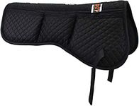 ECP Equine Comfort Products All Purpose Diamond Quilted Poly Cotton English Half Saddle Pad with Therapeutic Contoured Correction Support Pockets, 18 Memory Foam Shims Included - Black