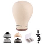 HYOUJIN 22" Wig Head Cork Canvas Block Head Mannequin Head Wig Manikin head Display Styling Head With Mount Hole 21"-23"