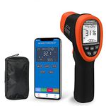 Infrared Thermometer, AP-985C-APP IR Thermometer Range -50℃～800℃, D:S=16:1, Non-Contact Gun, APP Data Reading & Download, Data Hold/Back, Adjustable Emissivity & Max/Min/Avg-Not For Human