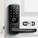 ULTRALOQ Latch 5 World's First Built in WiFi Smart Lock, 5-in-1 Keyless Entry Electronic Door Handle with Bluetooth, Biometric Fingerprint and Touch Digital Keypad, App Remote Control, Black