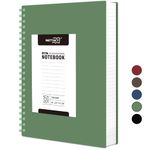 RETTACY A4 Notebook, Notepad, Wirebound Spiral Notebooks 300 pages/150 Sheets for Writing,100gsm College-Ruled Paper, Retro PVC Cover, for Women Men Work Office School,21.5 x 27.9cm - Dark green