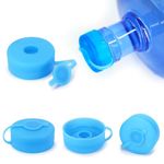 3 & 5 Gallon Water Jug Cap Reusable,4 Pack Food Grade Silicone Replacement Gallon Caps for 55mm Standard/Screw/Crown Tops, Non-Spill Lids for Anti-Splash, Leak Free - Blue