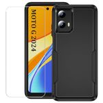 for Motorola Moto G 5G 2024 Case with Screen Protector, Moto G 5G 2024 Phone case,Slim Fit Military Grade Heavy Duty Rugged Protective Bumper Cover for Motorola G 5G 2024 (G 5G 2024,Black)