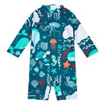 upandfast Baby Boy Swimsuits UPF 50+ Sun Protection Long Sleeve One Piece Zipper Swimwear with Snap Bottom (Whale, 24-36 Months)