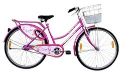 BSA Ladybird Ladies roadstar Cycle in 26T Wheel Size with Integrated Carrier for Age Group 12+ Years (Available in Pink and Green Colour)