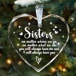 zmzdp 2024 Sisters Gifts from Sister,Glass Heart Ornament Special Funny Small Gift for Friends,Personalized Christmas Ornaments for Birthday Gifts for Her,Women who Have Everything,Thanksgiving