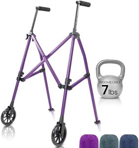 Vive Lightweight Folding Walker for Seniors - Narrow Foldable Rolling Walker for Small Spaces- Compact & Collapsible for Travel - with Wheels, Mobility Support, Portable- Weighs Only 7 Pounds
