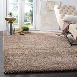 Shaggy Rugs Handmade Square Shape Microfiber Soft and Plush Fluffy Carpet | 2 Inch Thick Rug Runner for Bedroom and Living Room (4 X 6 Ft, Beige 1)