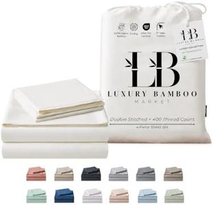 LB Luxury Bamboo Market Split King Size Sheet Set | 2 Fitted Sheets for Sleep Number & Adjustable Beds | Organically Grown | Ultra Soft & Cooling |100% Viscose | 17" Deep Pocket [Ivory]