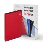 Storite 2.5” Ultra Slim Portable External Hard Drive USB 2.0 with 1TB Memory Expansion HDD Backup Storage, Fast Data Transfer, Hard Disk Compatible with MAC/PC/Laptop/Desktop/Chromebook (Red)