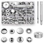 Amentalove 260PCS Snap Fastener Kit, Snap Button Kit, 15mm Heavy Duty Leather Snap Fasteners with 3 Setting Tools,Stainless Steel Press Stud Snap Fasteners for Clothing Jackets Bags Leather DIY Craft