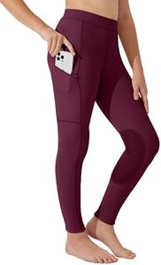 Willit Girls Horse Riding Pants Tights Kids Equestrian Breeches Knee-Patch Youth Schooling Tights Zipper Pockets Burgundy S