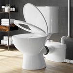 Simple Project Upflush Toilet for Basement, Macerating Toilets System with 600W Macerator Pump, Toilet Bowl with AC Vent & 4 Water Inltes ＆ Water Tank, Extension Pipe, Quiet Operation, Space Saving