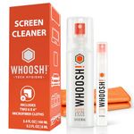 WHOOSH! Glasses Cleaner Spray - 100 ml + 8 ml + 2 Microfiber Cleaning Cloths - Duo with Large & Travel Size Bottles for Sunglass Cleaner, Laptop Screen Cleaner, Monitor Cleaner - Screen Cleaner Spray