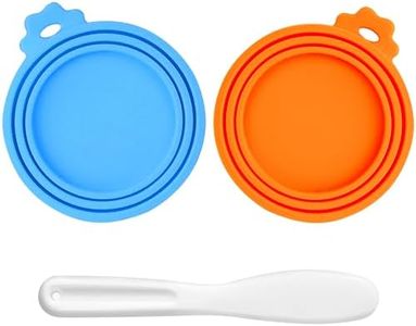 Lydia's Deal Can Covers For Pet Food Cans, Universal Silicone Can Lids BPA Free & Dishwasher Safe, Pet Food Can Lid Covers Fit Most Standard Size Canned Cat and Dog Food (Blue+Orange)