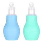 Firtink 2 Packs Baby Nasal Aspirator, Nasal Aspirator Newborn, Baby Nose Sucker Baby Nose Cleaner Baby Nasal Cleaner Mucus Removal for Newborns&Toddlers(Blue+Green)