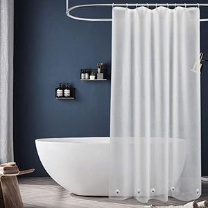 EurCross Frosted Stall Shower Curtain Liner, 8G PEVA Waterproof Weighted Hem Shower Liner with 5 Magnets, Narrow Small Shower Curtain Liner 54 inch Wide,9 Buttonholes (Frosted, 54"W x 78"H)