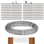 TooTaci T316 Stainless Steel Wire Rope Kit, 3mm Wire Balustrade Kit, Cable Railing Kit Include 30M/ 3mm Steel Cable 7×7 Strands Uncoated, 20 pcs Wire Tensioner Swage Lag Screws for Deck, Fence