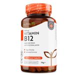 Vitamin B12 1000mcg - 365 High Strength Vegan Tablets (1 Year Supply) - Max Strength B12 Supplement - Contributes to The Reduction of Tiredness and Fatigue - Made in The UK by Nutravita