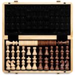 A&A 15" Magnetic Wooden Chess & Checkers Set/Folding Board / 3" King Height German Knight Staunton Chess Pieces/Walnut & Maple Inlaid /2 Extra Queen