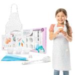 Tovla Jr Kids Sprinkle Baking Gift Set - Cupcake Decorating Baking Kit for Girls with Cupcake Pan, Piping Tips, Apron, Coupler Durable Kid Chef Set - Safe Kids Cooking, Baking Supplies Ages 3 and up