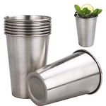 ZOFUN 8 Pcs Stainless Steel Cup 500ml/17 oz, BPA Free Stainless Steel Tumblers, Shatterproof Metal Beer Tumblers Stackable, Reusable Drinking Cups for Indoor Outdoor Hiking Party Camping