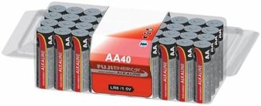 FUJI ENERGY AA Batteries - Alkaline 1.5V - Up To 100% Extra Life - Reliability For Everyday Devices - 10 Year Shelf Life - LR6 MN1500, 40 Count (Pack of 40 - Resealable Box Pack)