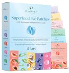 Plantifique Superfood Under Eye Masks Anti Wrinkle 12 Pairs Under Eye Patches with Hyaluronic Acid, Green Tea, Collagen for Dark Circles and Puffiness - Puffy Eyes Skincare Gel Patches for Women & Men