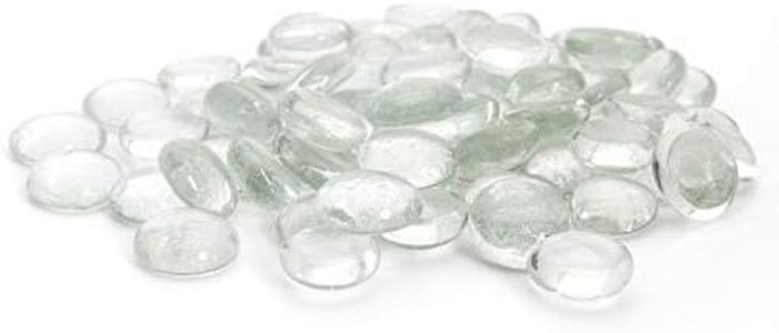 (Clear) - Flat Clear Marbles, Pebbles (2.3kg Bag) for Vase Fillers, Wedding Table Scatter, Aquarium Decor, Party Decoration, Glass Gems, Crystal Rocks (aprox 400 pcs) by Royal Imports