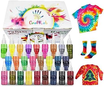 CraftLab Tie Dye Kit, 170 Pcs 26 Colours Fabric Dye Set for Children and Adults. DIY Tye Dye Kits for Kids, Fun Non-Toxic Clothing Dye with Multiple Tie Dye Techniques Leaflet | 26 Colours Kit