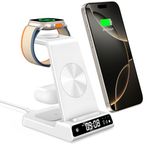 Wireless Charger for iPhone 16, 3 in 1 Charger Stand Phone and Watch Charging Station for iPhone 16/15/14/13/12 Series, Watch Charger for Apple Watch Series, Air Pods 4 (No Adapter)